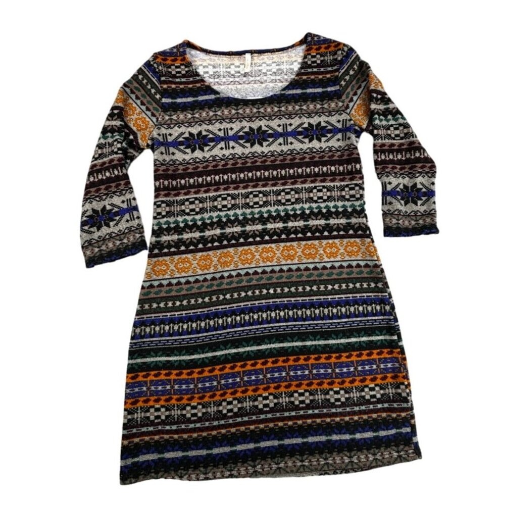 Autumn Patterned Knit Sweater Dress by Pink Blush Womens Small